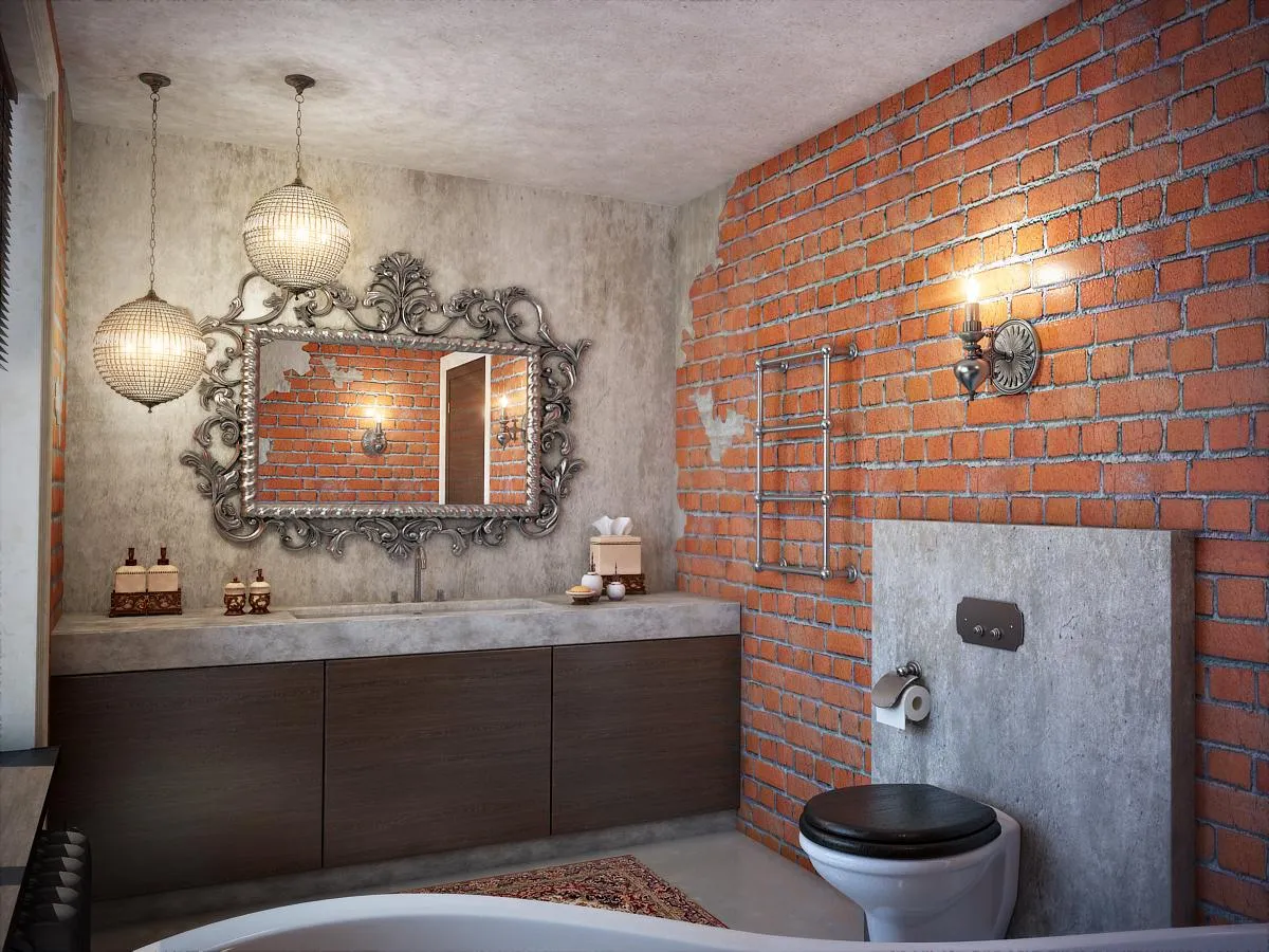 Необычная ванная комната в стиле Лофт