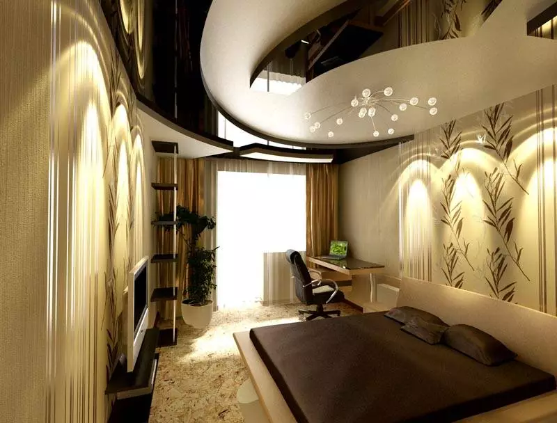 Отличный дизайн 6-ти метровой маленькой спальной, фото-идея с зеркальным оформлением