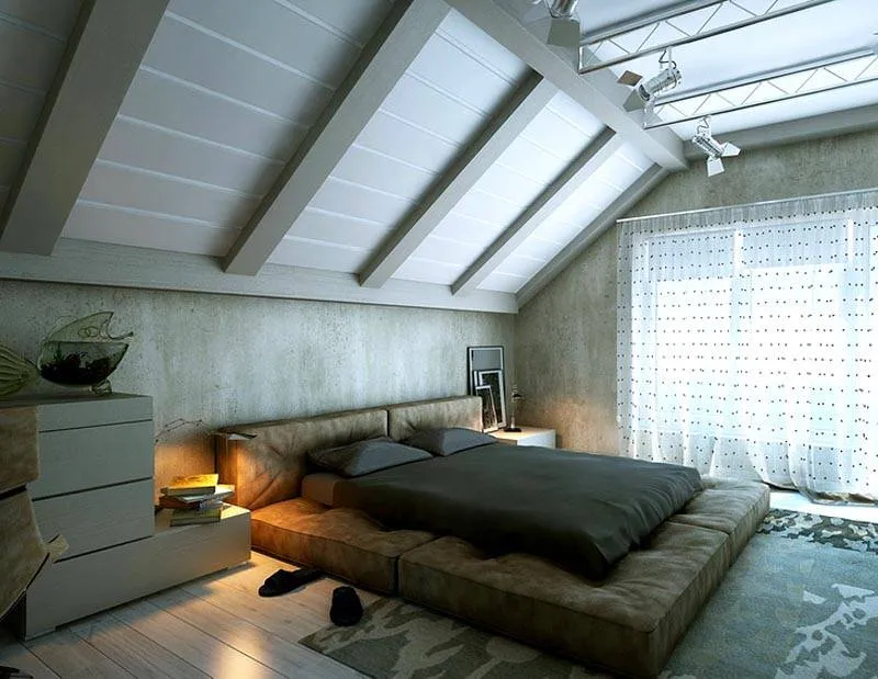 Фото дизайна спальни на мансарде -интересный вариант для оформления помещения