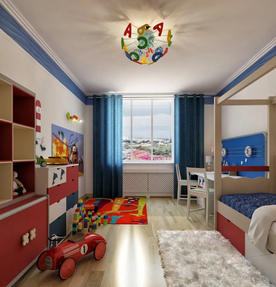 Интерьер детской комнаты для двоих разнополых подростков