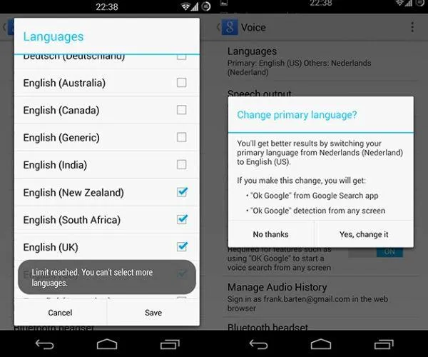 Изменение языка по умолчанию помогает распознаванию речи