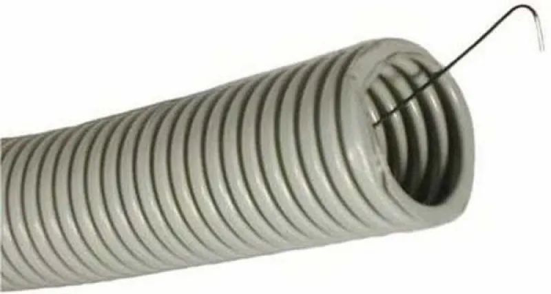 Прокладка кабеля в земле: гофрированная ПНД труба с зондом для более легкой протяжки