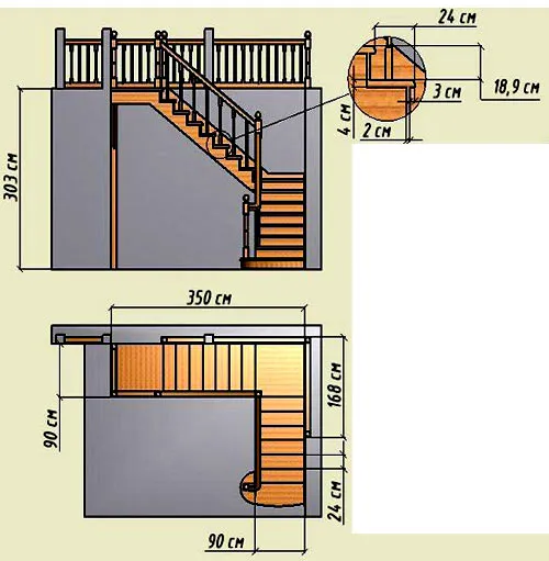 чертеж ступеней лестницы