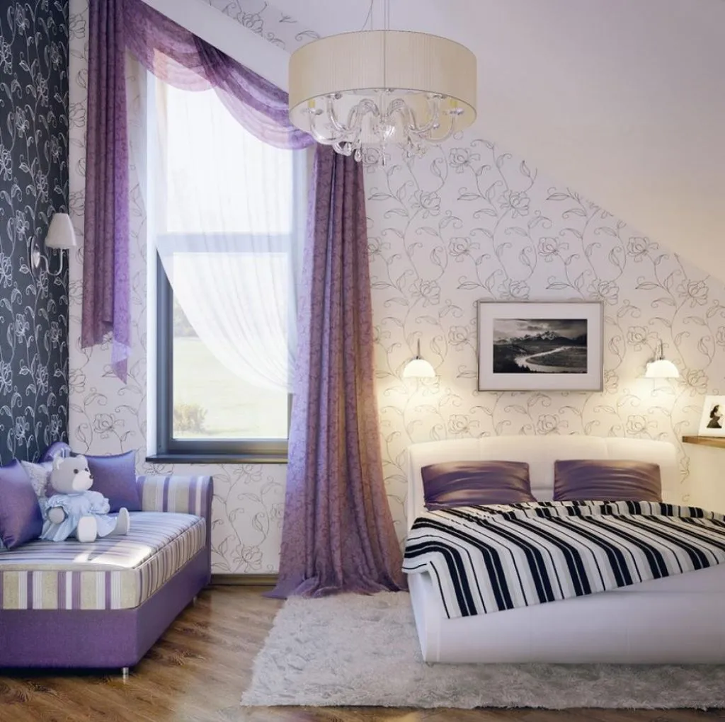 purple-sheer-curtain-for-girls-bedroom
