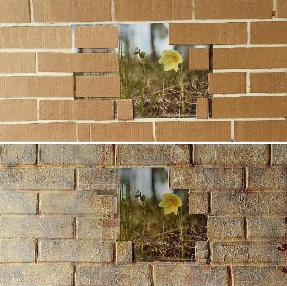 Необычное применение картона в качестве декоративного украшения стены