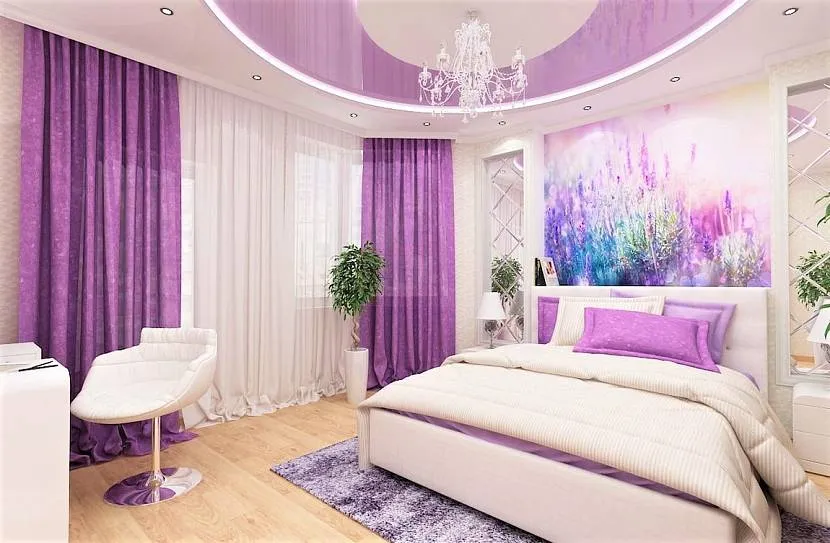 Спальня с фиолетовым декором