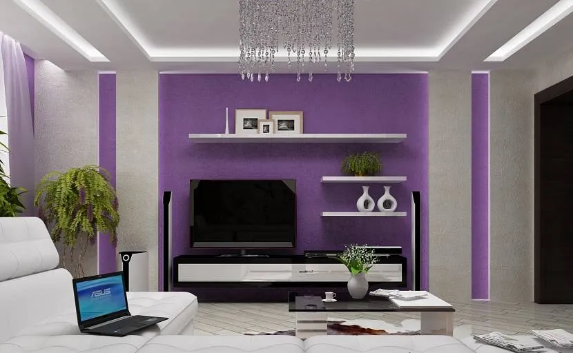 Гостиная с фиолетовыми стенами 
